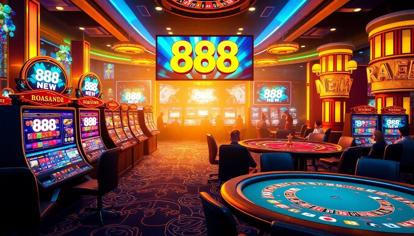 Experience the thrill of online gaming at 888 NEW, with vibrant slot machines and engaging poker tables.