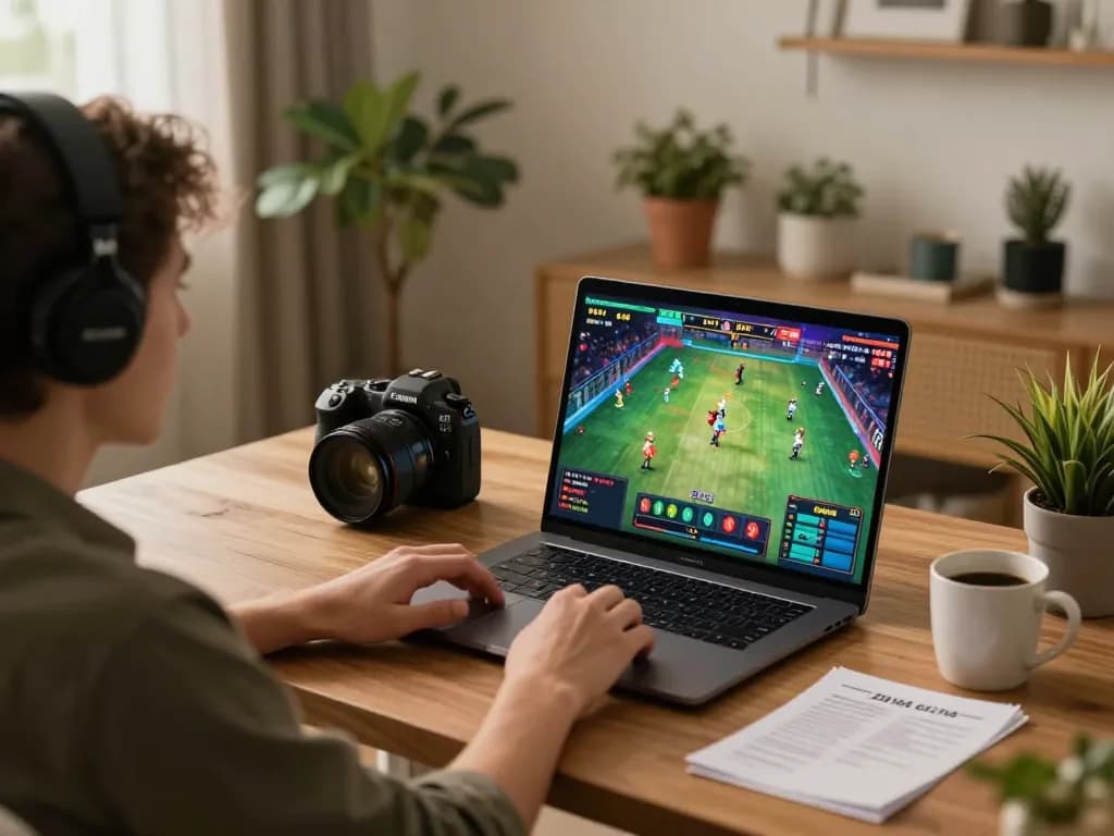 Enjoying đá gà trực tiếp from home, a player immersed in online gambling with live stream.