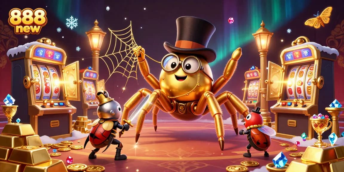 Engage in thrilling slots at 888 new, with a scene featuring golden treasures and daring characters.