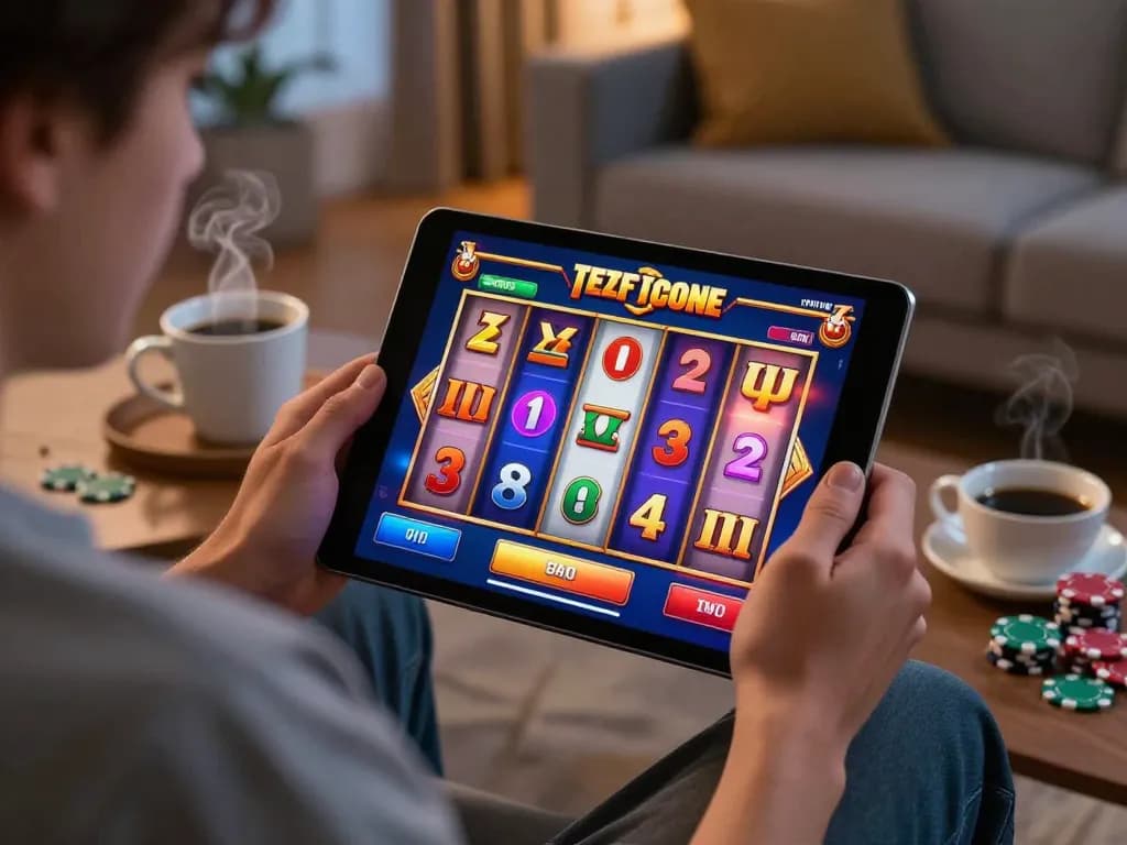 Player enjoying FUN79 mobile gaming experience with exciting slot game on tablet
