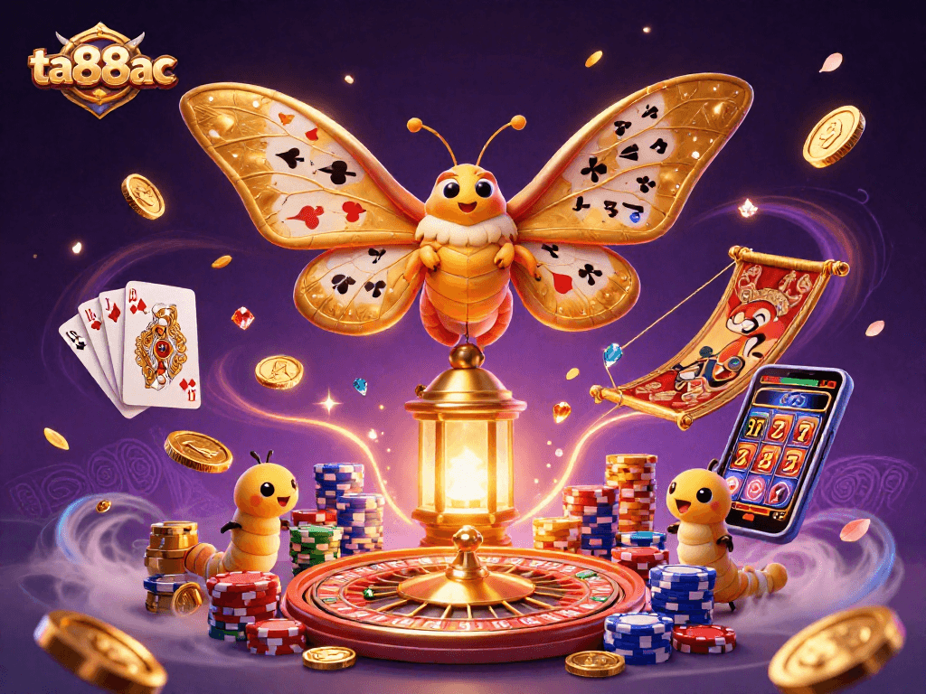 Engage in the thrill of ta88ac with captivating 3D casino illustration showcasing poker elements and golden treasures