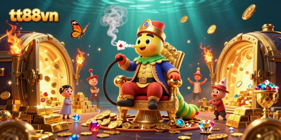 Experience thrilling action with tt88vn in a vibrant casino scene filled with golden treasures and game elements.