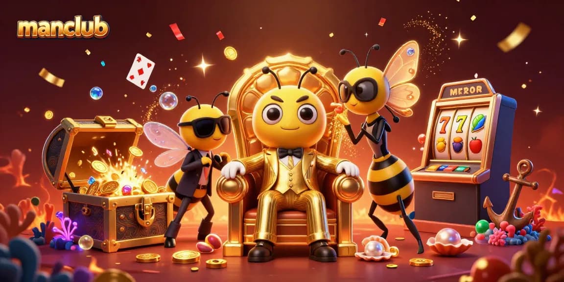 Experience the excitement of manclub casino with a bumblebee mob boss and vibrant slot details.