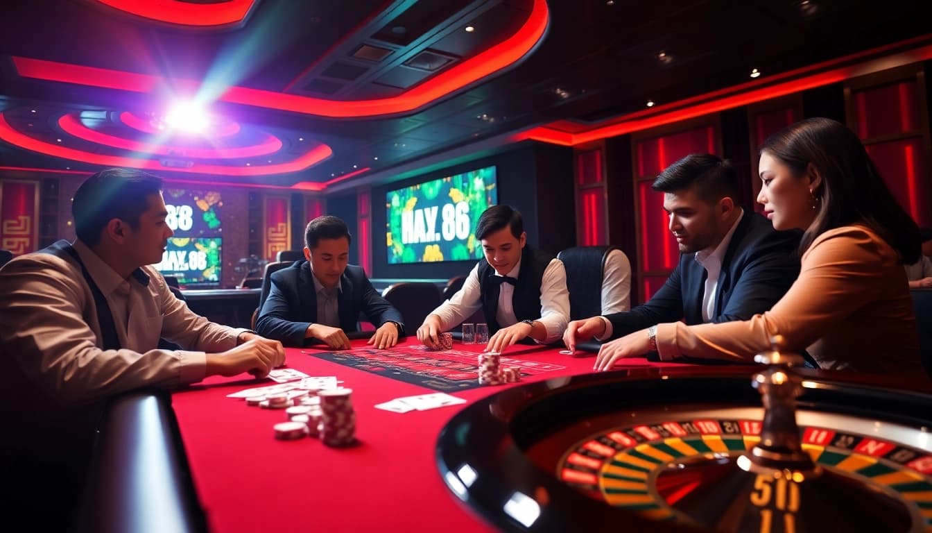 Experience the thrill of high-stakes play at HAY 88 casino, featuring vibrant poker action.