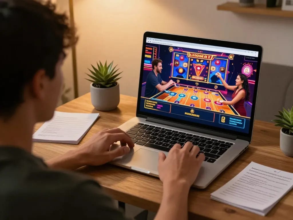 Playing interactive slots on the best website game terbaik from home during an exciting gaming session