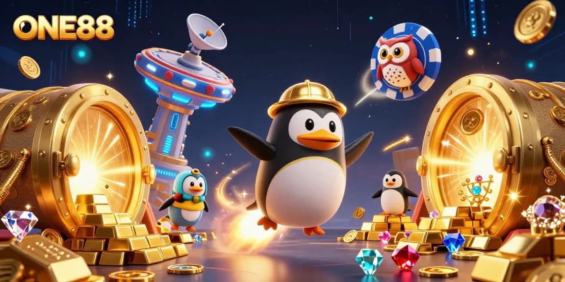 Engage with ONE88's thrilling casino universe represented by a dynamic space scene.