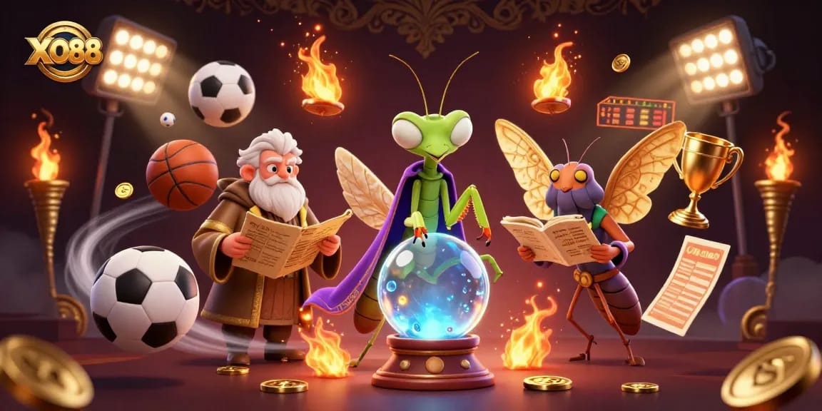 Experience thrilling sports betting with XO88 in this vibrant 3D illustration of casino characters.