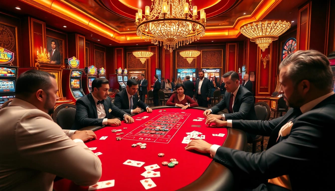Trải nghiệm sự phấn khích của KO66 tại một trò chơi poker có cược cao với không gian sang trọng và hình ảnh sòng bạc năng động.