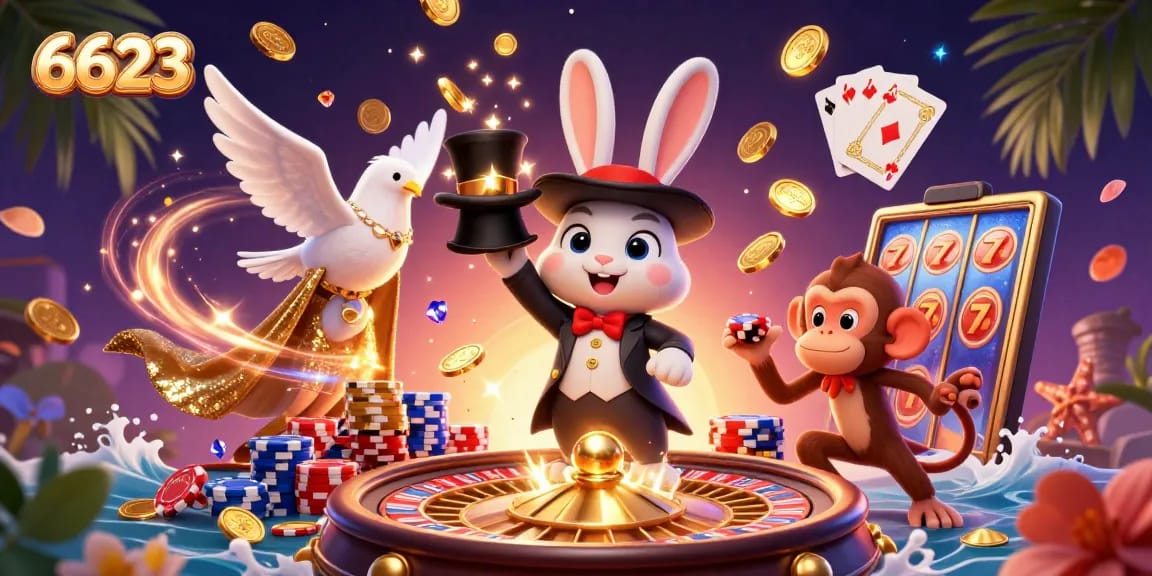 Experience thrilling gameplay with the 6623 casino app showcasing a magician rabbit and exciting game elements.