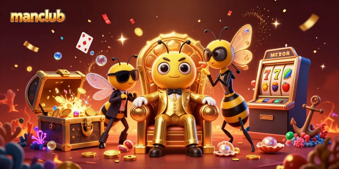 Experience the excitement of manclub casino with a bumblebee mob boss and vibrant slot details.