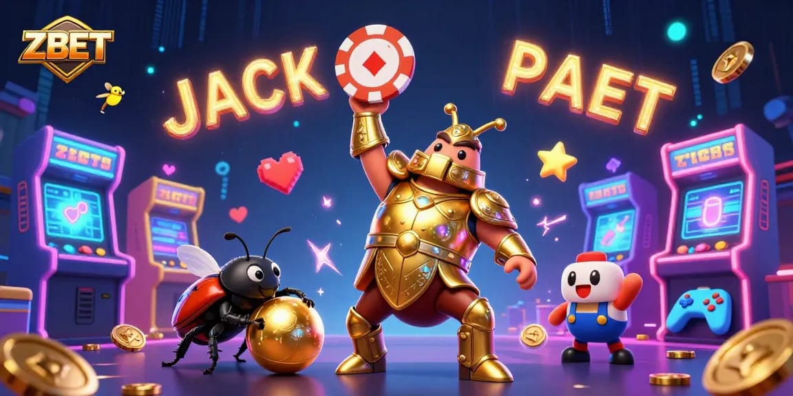 Experience ZBET excitement with a golden armor beetle lifting a poker chip celebrating a jackpot.
