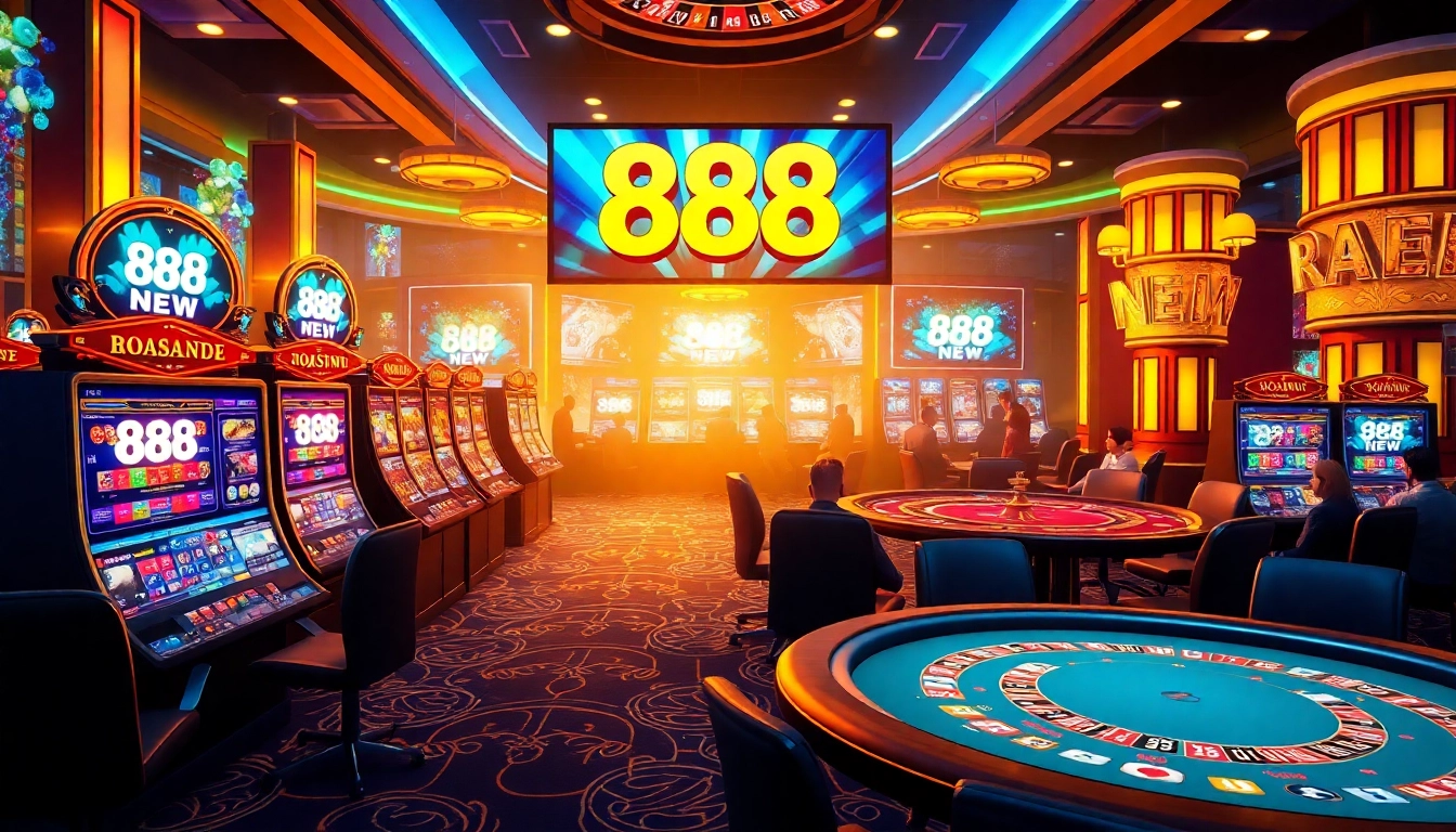 Experience the thrill of online gaming at 888 NEW, with vibrant slot machines and engaging poker tables.