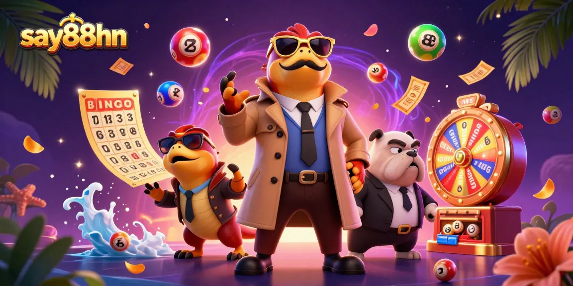 Experience thrilling gameplay at say88hn with colorful lottery balls and a whimsical casino scene.