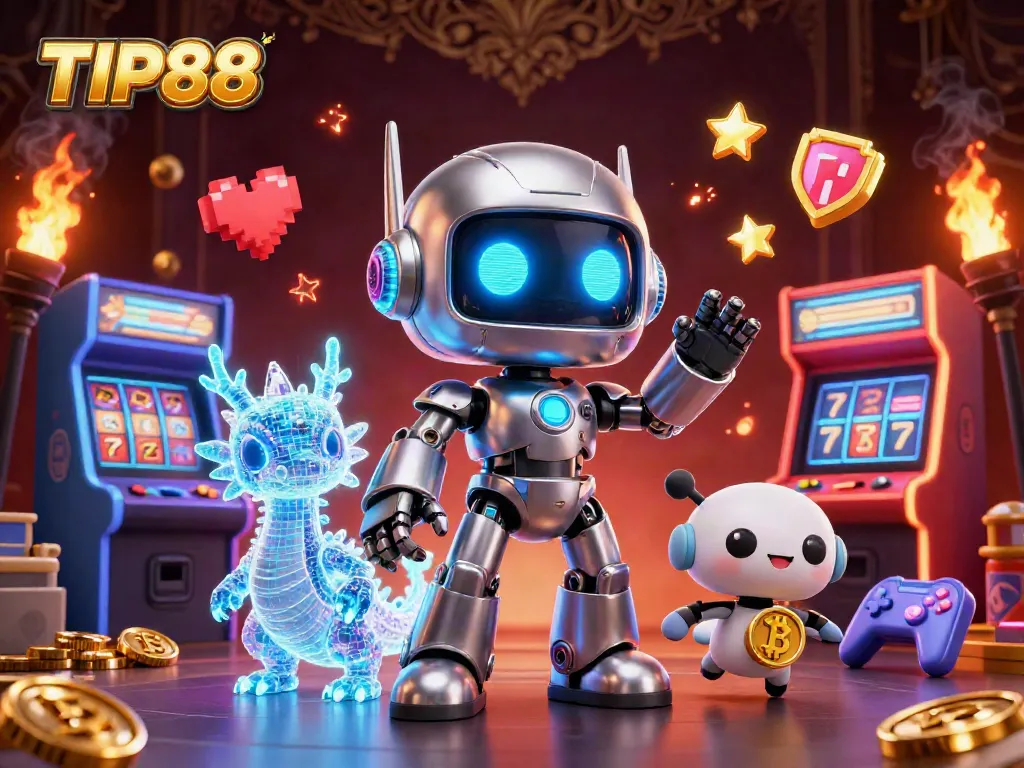 Experience thrilling gaming with TIP88 featuring a vibrant cyberpunk mascot and dynamic casino elements.