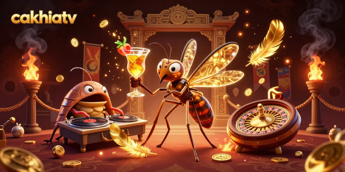 Experience cakhiatv with a vibrant 3D illustration of a casino mascot and elements like roulette wheels.