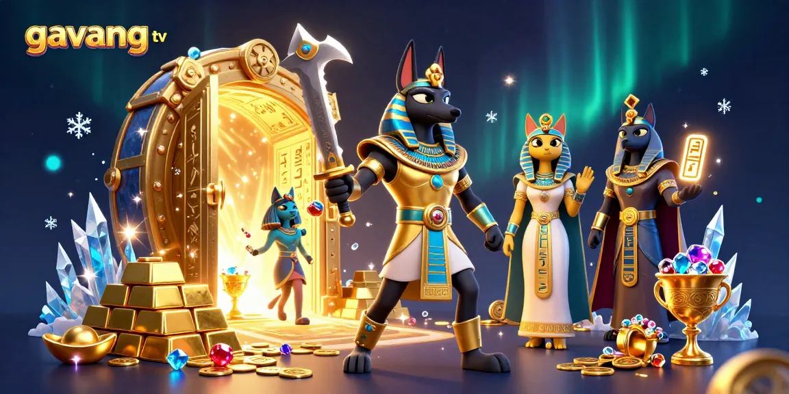 Engage with the mystical world of gavang tv featuring Anubis and treasures shining bright!