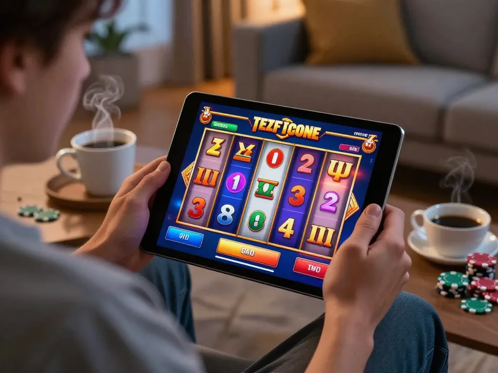 Player enjoying FUN79 mobile gaming experience with exciting slot game on tablet