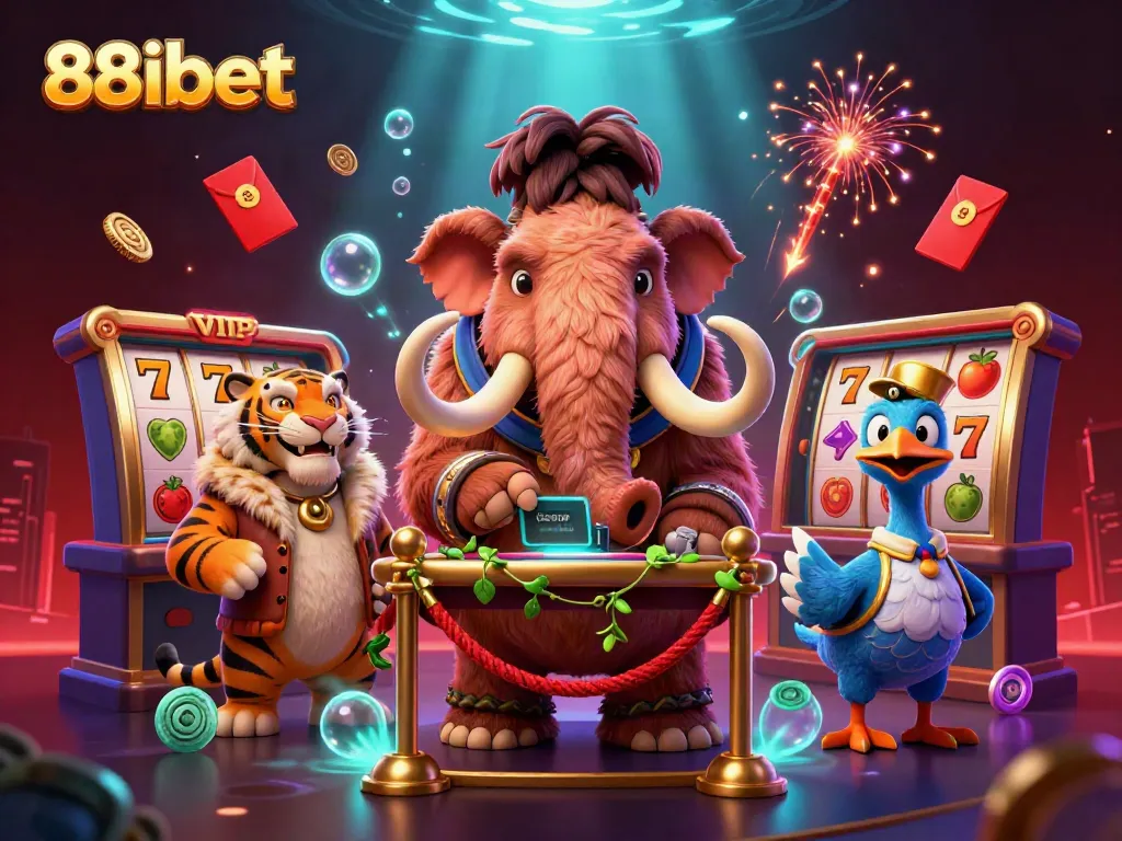 Experience the excitement of 88ibet with vibrant casino characters in a dazzling 3D scene.