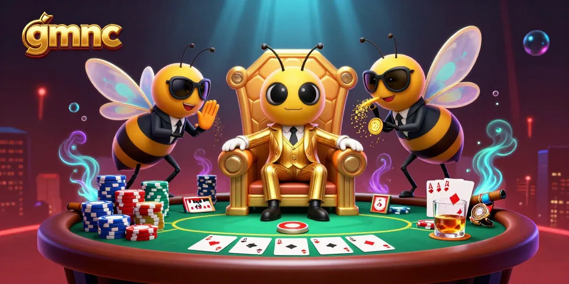 gmnc showcases a thrilling scene with a bumblebee mob boss at a poker table, capturing action and excitement.