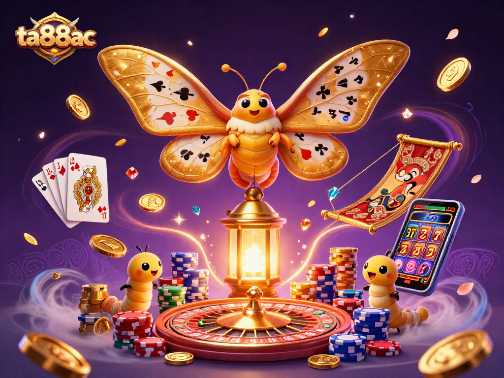 Engage in the thrill of ta88ac with captivating 3D casino illustration showcasing poker elements and golden treasures