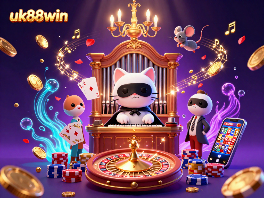 Experience the excitement with uk88win in this dynamic casino scene featuring a 3D phantom cat.