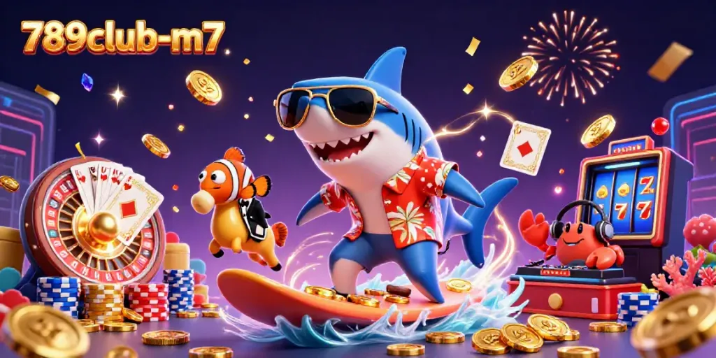 Experience thrilling wins at 789club-m7 with vibrant casino elements and dynamic characters.