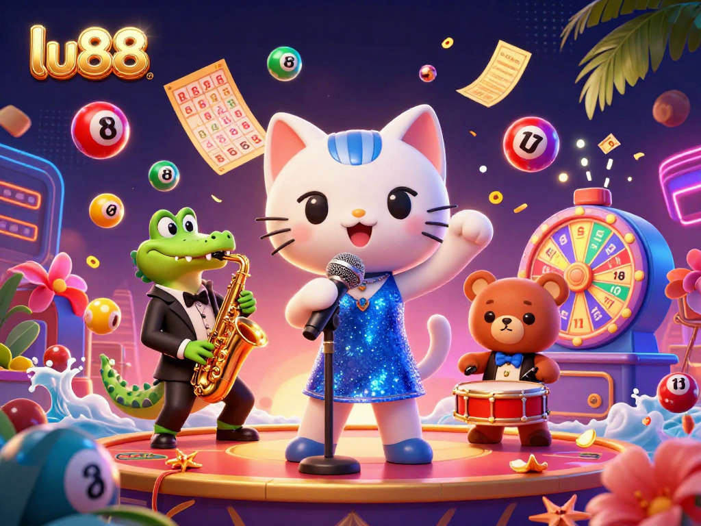 Experience the excitement of gambling at lu88 with a colorful and lively casino scene illustration.
