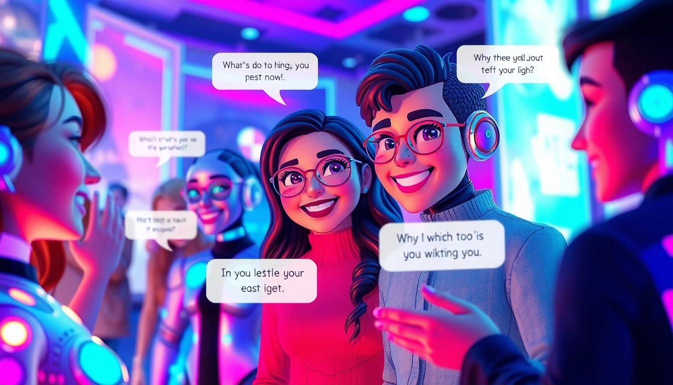 Engaging scene of character AI NSFW interactions featuring customizable digital characters in vibrant colors.