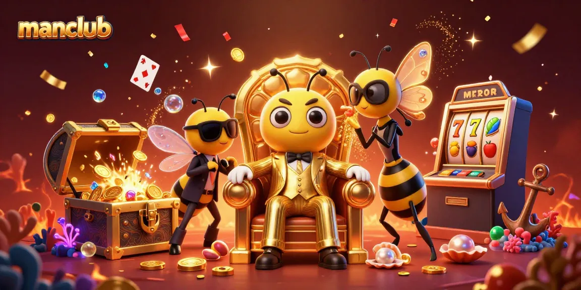 Experience the excitement of manclub casino with a bumblebee mob boss and vibrant slot details.