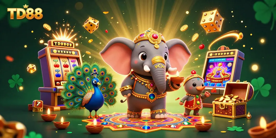 Experience exciting gameplay with TD88's vibrant casino world filled with slots, jackpots, and festive elements.