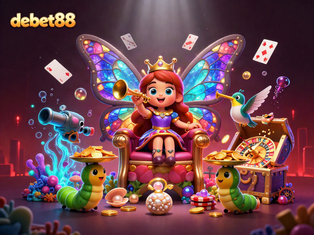 Experience the vibrant world of debet88 with a lively casino scene featuring games and winnings.