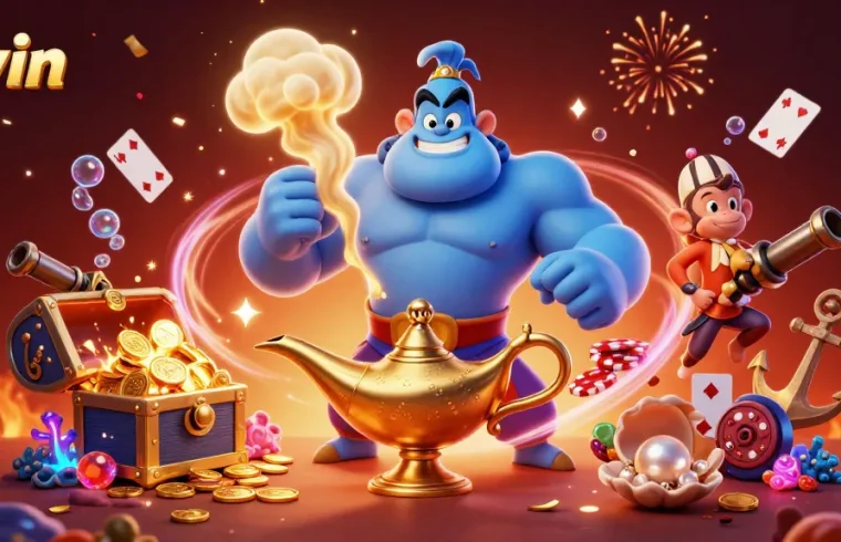 Engage with llwin's thrilling gaming universe featuring a genie, treasures, and magic in vibrant casino style.