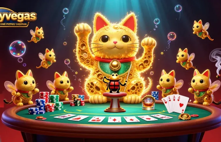 Experience excitement at crazyvegas australia real money casinos with golden fireflies representing luck and casino symbols.